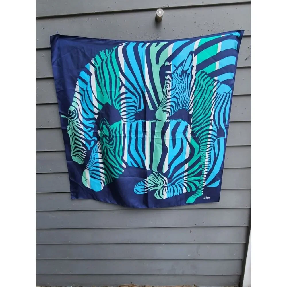 Vers Silk Blue Zebra Scarf